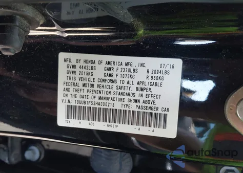 2017 Acura Tlx Technology Package z USA, uszkodzony, nr VIN 19UUB1F53HA000215